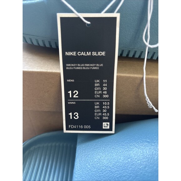Nike Calm Slides Mens Sz 12 Smokey Blue Slip On Sandals Flip Flops FD4116-005 main image 7
